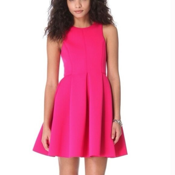 Tibi Sleeveless Fit & Flare Scuba Neoprene Dress  Pink Size 2 - Picture 2 of 13